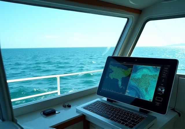 Moderne maritimt navigationsudstyr på en fiskerbåd